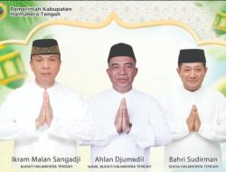 Bupati dan Wabup Halteng Salat Ied Bersama Masyarakat Patani Barat, Sekda di Kota Weda